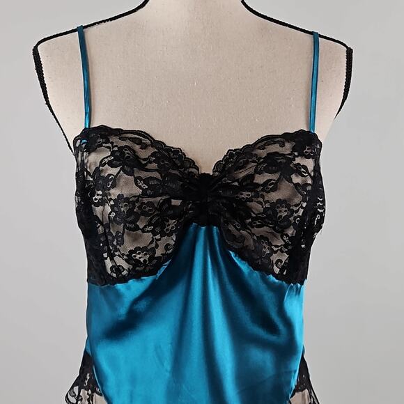 Victoria Secret Vintage Gold Label Teal Satin Lace Intimates | Womens Medium - Picture 14 of 15
